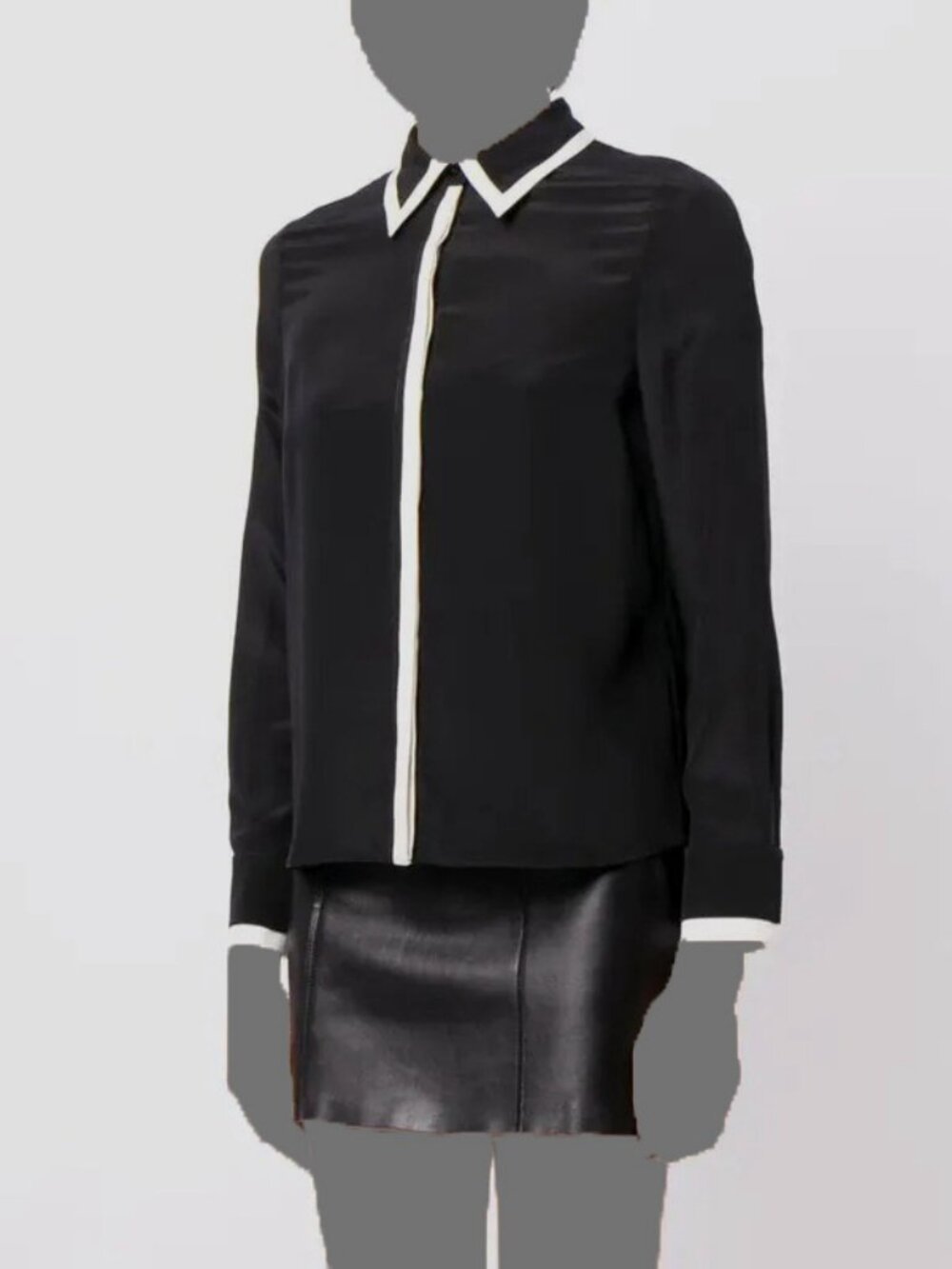 Alice + Olivia Women Black willa piped-trim shirt Size S